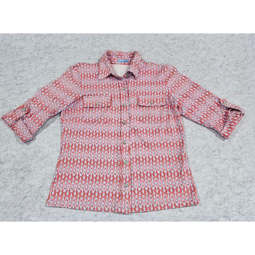 J. McLaughlin Catalina chain print top in blue and pink, Womens Sz S, New